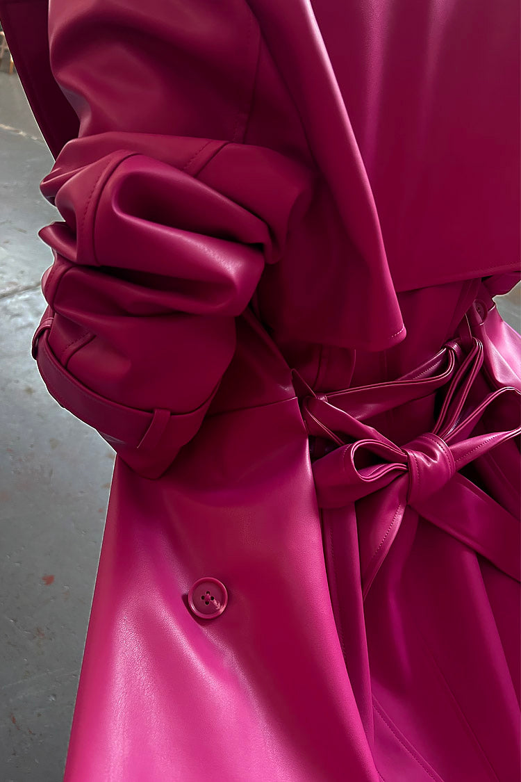 Magenta Vegan Leather Trench – Never Fully Dressed
