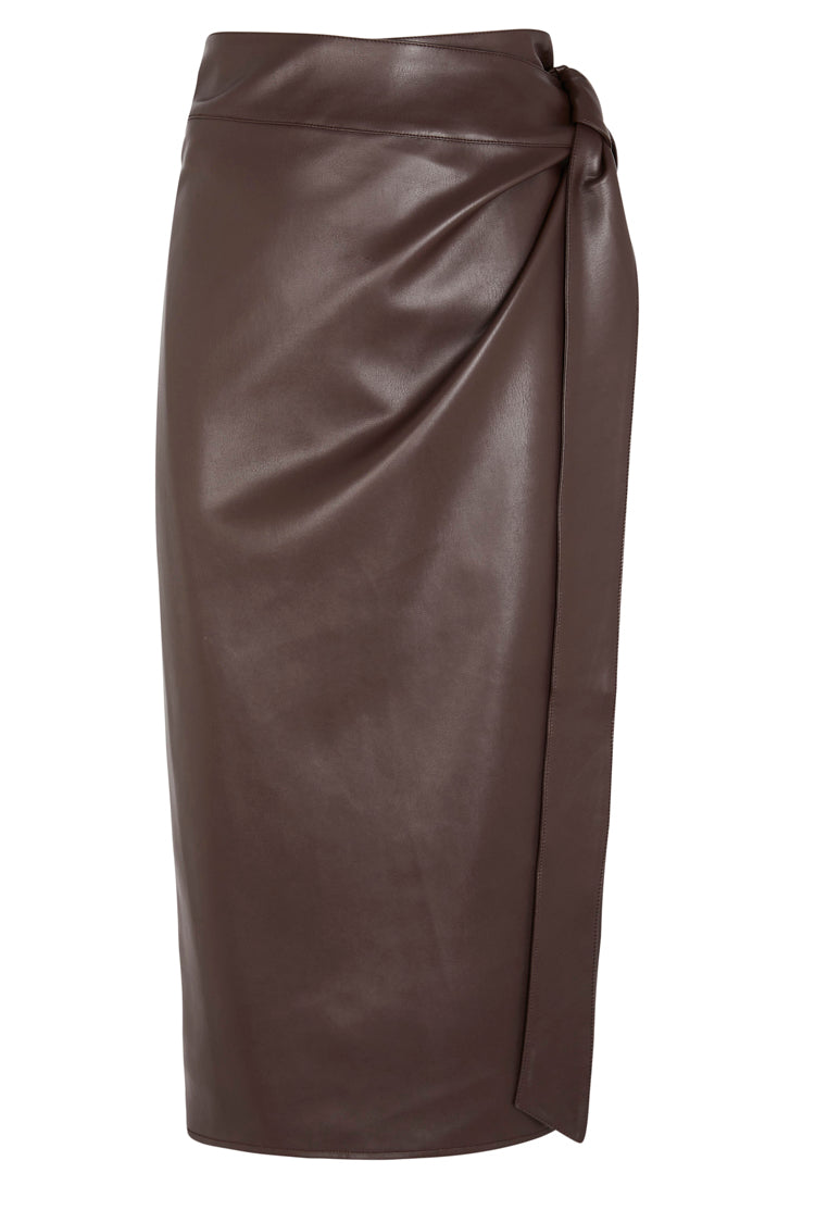 Chocolate Vegan Leather Jaspre Skirt – Never Fully Dressed