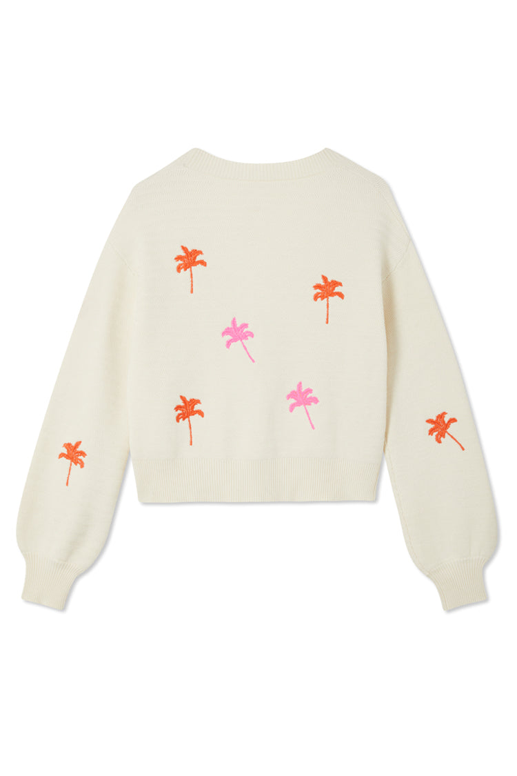 Cream Cardigan With Embroidered Palm – Never Fully Dressed