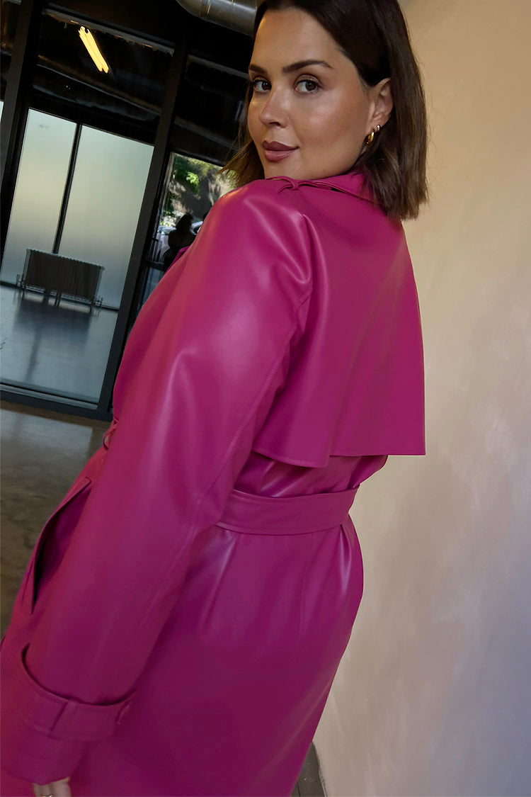 Magenta Vegan Leather Trench – Never Fully Dressed