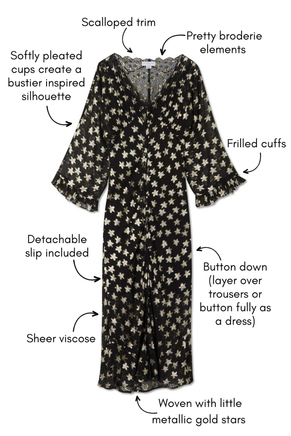 BOWIE BLACK SHEER VISCOSE DRESS