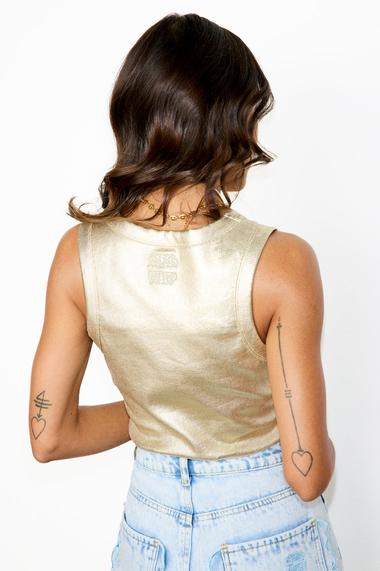 Gold Ribbed Tank Top – Never Fully Dressed