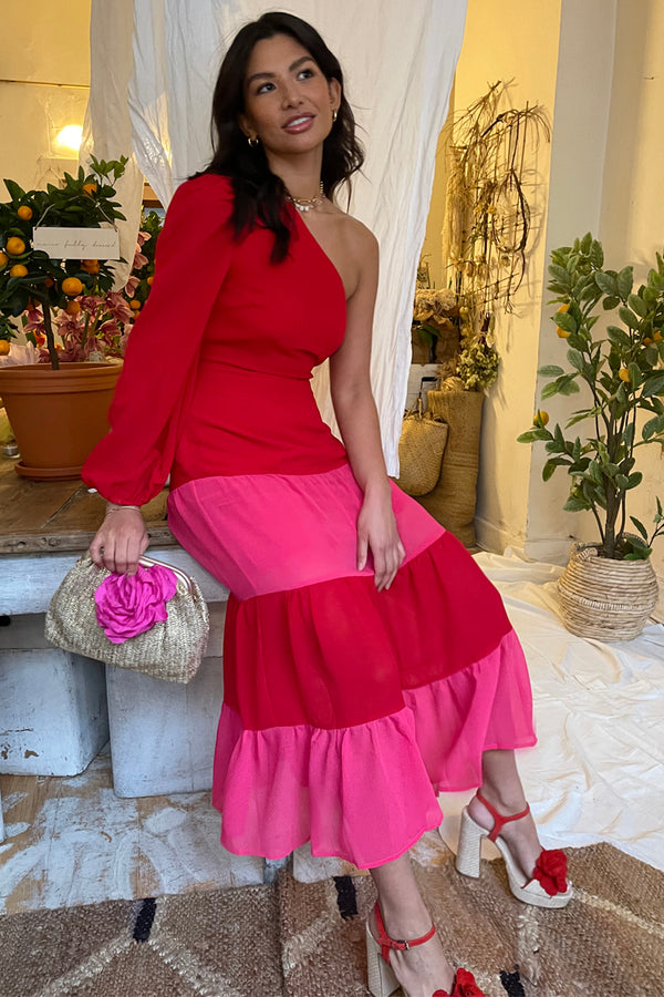 Pink and Red Clash Jade Dress – Never Fully Dressed