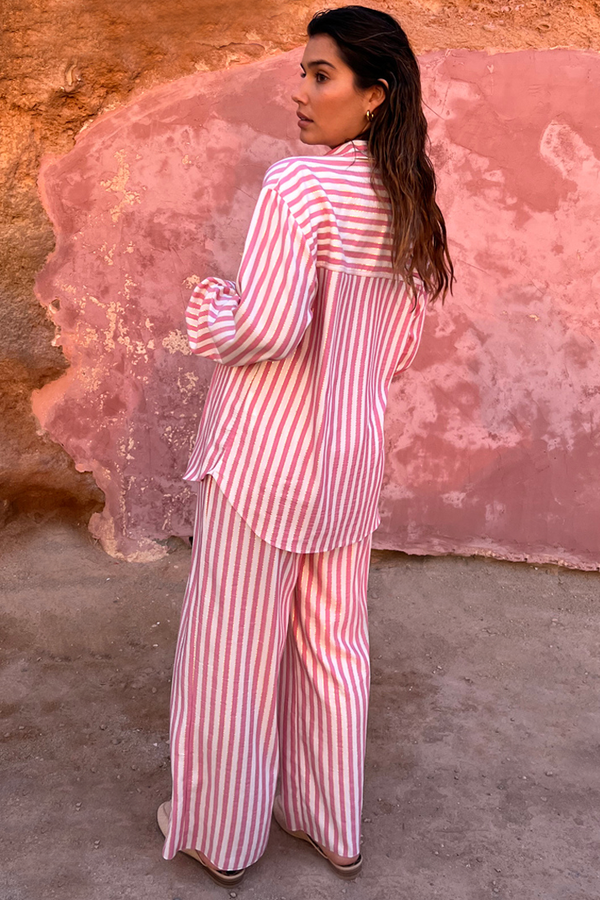 Pink Striped COMFORT FIT Trousers  Crimsoune Club