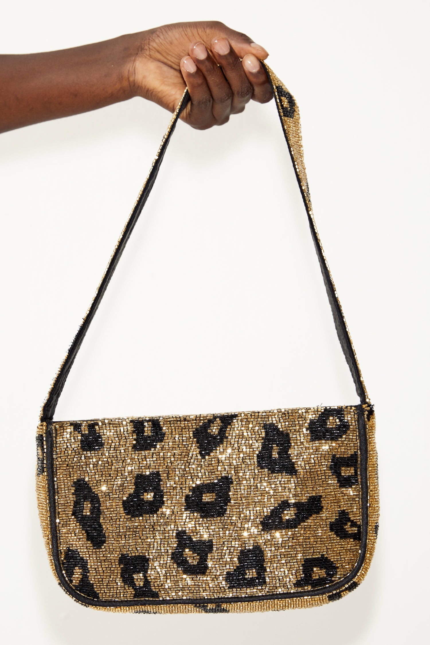 Brown Leopard Beaded Baguette Bag – Never Fully Dressed